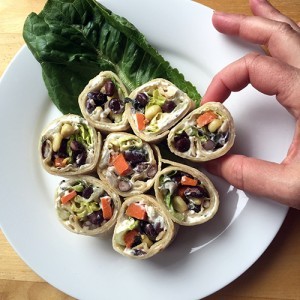 Black Bean, Chive and Garlic Cream Cheese Pinwheels