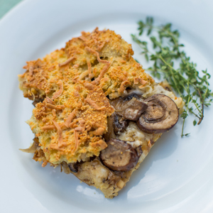 Mushroom and Shallot Strata