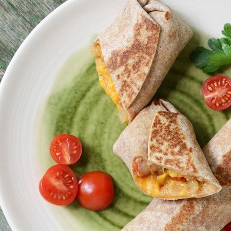 Cheesy Refried Bean Burritos