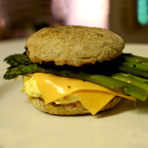 Breakfast Sandwich with GO Veggie! Lactose Free American Slices and Asparagus