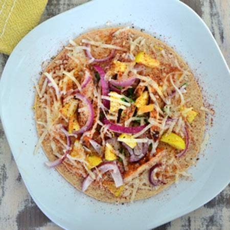 Tomato, GO Veggie! Lactose Free Mozzarella Block, and Basil Bruschetta with Balsamic Vinegar